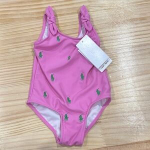 Ralph Lauren Pink One Piece with Green Embroidery 9-12 months NWT